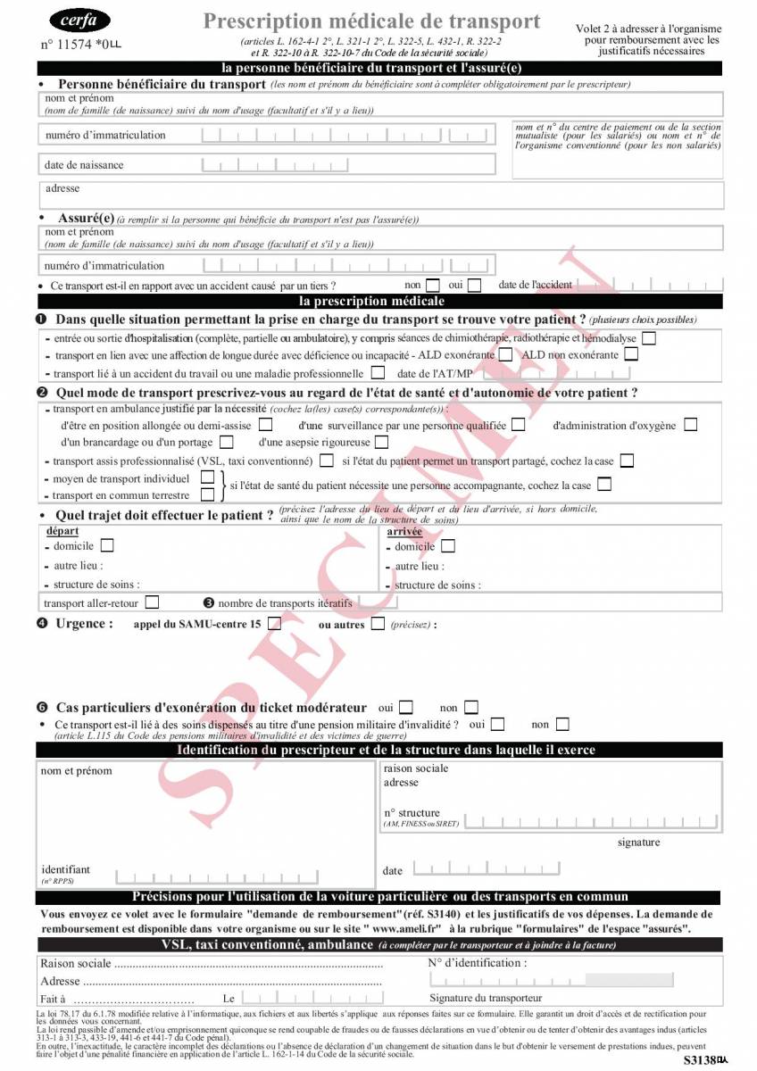 Bon de transport medical